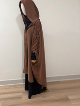 Load image into Gallery viewer, Mocha Two-Piece Hooded Abyah w/ Ruched sleeves