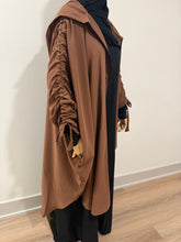 Load image into Gallery viewer, Mocha Two-Piece Hooded Abyah w/ Ruched sleeves