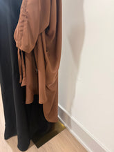 Load image into Gallery viewer, Mocha Two-Piece Hooded Abyah w/ Ruched sleeves
