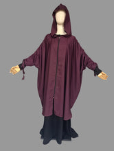 Load image into Gallery viewer, Burgundy Two-Piece Hooded Abyah w/ Ruched sleeves
