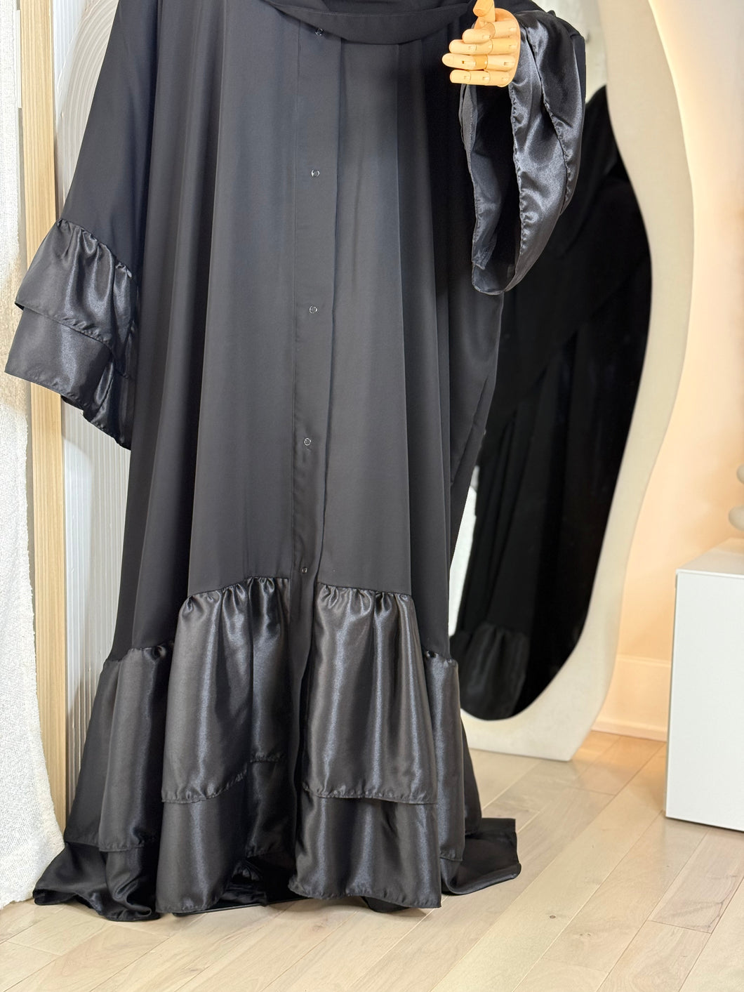 Double satin ruffle Abaya