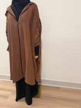 Load image into Gallery viewer, Mocha Two-Piece Hooded Abyah w/ Ruched sleeves
