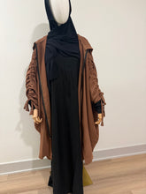 Load image into Gallery viewer, Mocha Two-Piece Hooded Abyah w/ Ruched sleeves

