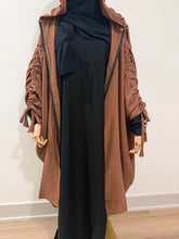 Load image into Gallery viewer, Mocha Two-Piece Hooded Abyah w/ Ruched sleeves
