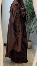 Load image into Gallery viewer, Mocha Two-Piece Hooded Abyah w/ Ruched sleeves
