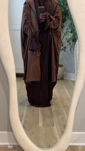 Load image into Gallery viewer, Mocha Two-Piece Hooded Abyah w/ Ruched sleeves
